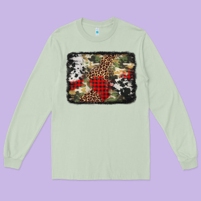Army Cowhide Leopard Christmas Long Sleeve Tee Designed By Jasminsmagicworld