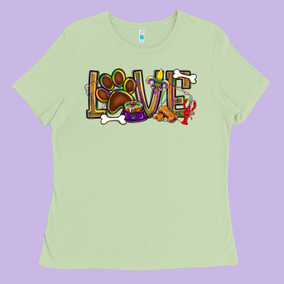 Mardi Gras Love Dog Paw Ladies Tee Designed By Bundleandbundleshop