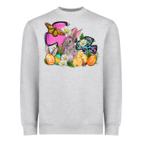 Heather Grey Easter rabbits and cross Heavyweight Sweatshirt - OliviaCreatesArt