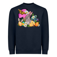 Navy Easter rabbits and cross Heavyweight Sweatshirt - OliviaCreatesArt