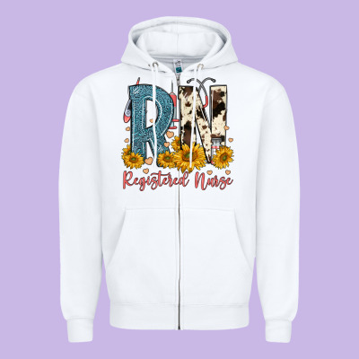Rn Registered Nurse Zipper Hoodie Designed By Fadigitalartstudio