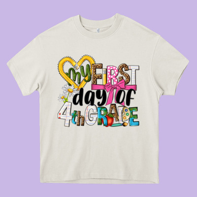 My First Day Of 4th Grade Heavy Core Tee Designed By Nancycooperartshop