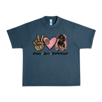 Midnight Navy peace love dachshund Urban Heavy Tee - JahusDesignShop
