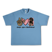 Pebble Blue peace love dachshund Urban Heavy Tee - JahusDesignShop