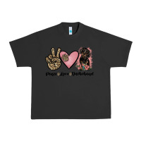 Pigment Black peace love dachshund Urban Heavy Tee - JahusDesignShop