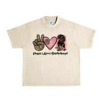Sandshell peace love dachshund Urban Heavy Tee - JahusDesignShop