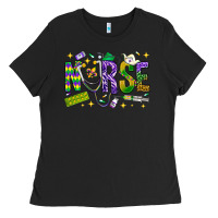 Black Mardi Gras nurse Ladies Tee - BundleAndBundleShop