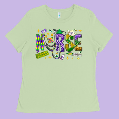 Mardi Gras Nurse Ladies Tee Designed By Bundleandbundleshop