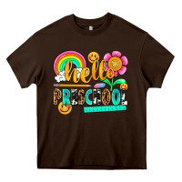 Chocolate Brown hello preschool Heavy Core Tee - NancyCooperArtShop