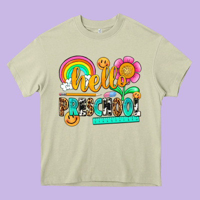 Hello Preschool Heavy Core Tee Designed By Nancycooperartshop