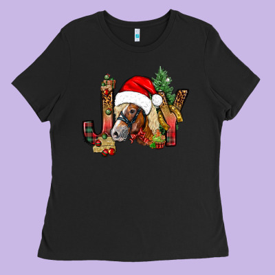 Joy Christmas With Horse Bbs Ladies Tee Designed By Bundleandbundleshop