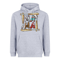 Heather Grey baseball mama Heavyweight Hoodie - CowhideDigitalArt