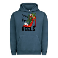 Pigment Midnight Navy deck the heels Christmas Urban Hoodie - BarkalooDesign