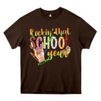 Chocolate Brown rockin that school year Heavy Core Tee - NancyCooperArtShop