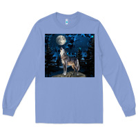 Colony Blue wolf howling at the moon Long Sleeve Tee - TumblerDesignByShophia