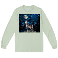 Matcha wolf howling at the moon Long Sleeve Tee - TumblerDesignByShophia