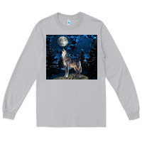 Moon Dust wolf howling at the moon Long Sleeve Tee - TumblerDesignByShophia