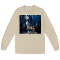 Mushroom wolf howling at the moon Long Sleeve Tee - TumblerDesignByShophia