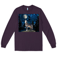 Plum wolf howling at the moon Long Sleeve Tee - TumblerDesignByShophia
