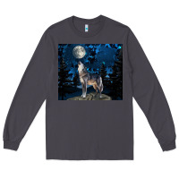 Smoke wolf howling at the moon Long Sleeve Tee - TumblerDesignByShophia