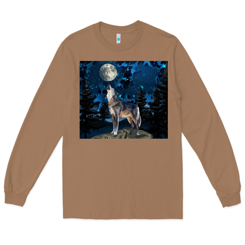 Wolf Howling At The Moon Long Sleeve Tee by TumblerDesignByShophia | Teevron
