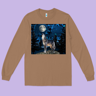 Wolf Howling At The Moon Long Sleeve Tee Designed By Tumblerdesignbyshophia