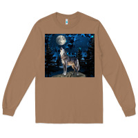 Toasted Coconut wolf howling at the moon Long Sleeve Tee - TumblerDesignByShophia