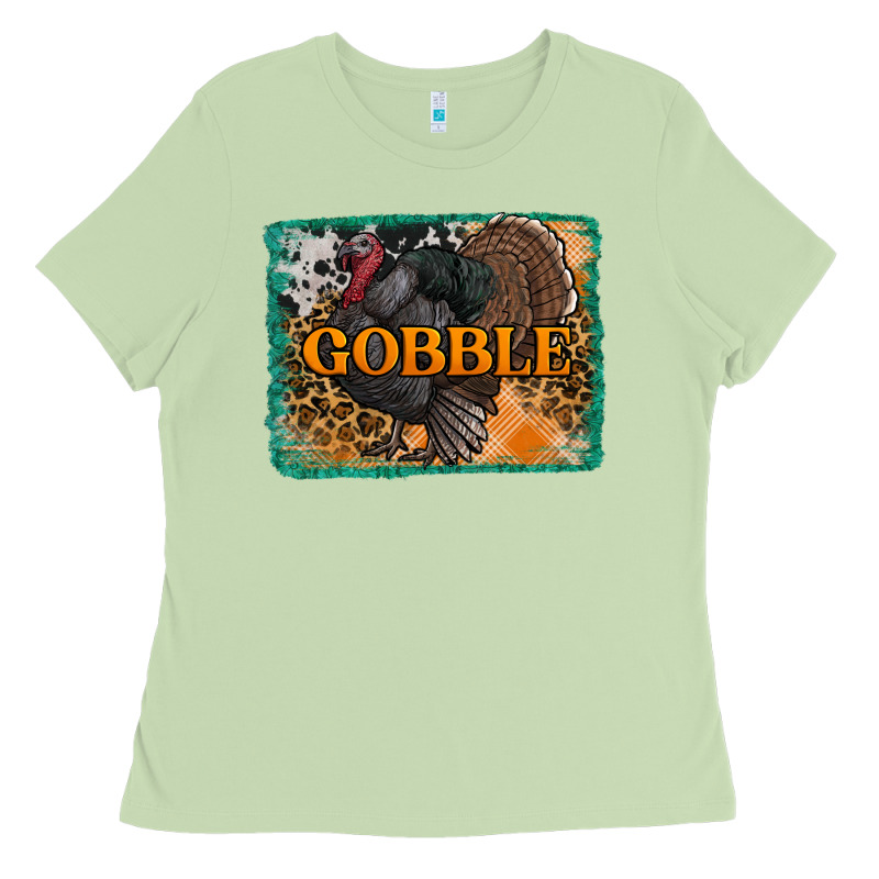 Thanksgiving Turkey Gobble With Background Ladies Tee by RanaPortraitStore | Teevron
