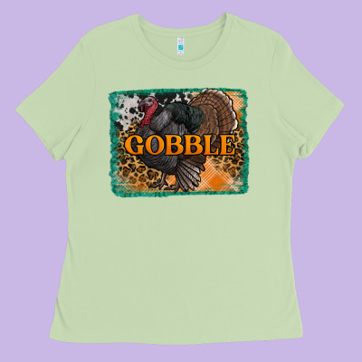 Thanksgiving Turkey Gobble With Background Ladies Tee Designed By Ranaportraitstore
