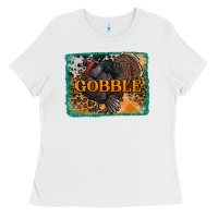 White thanksgiving turkey gobble with background Ladies Tee - RanaPortraitStore