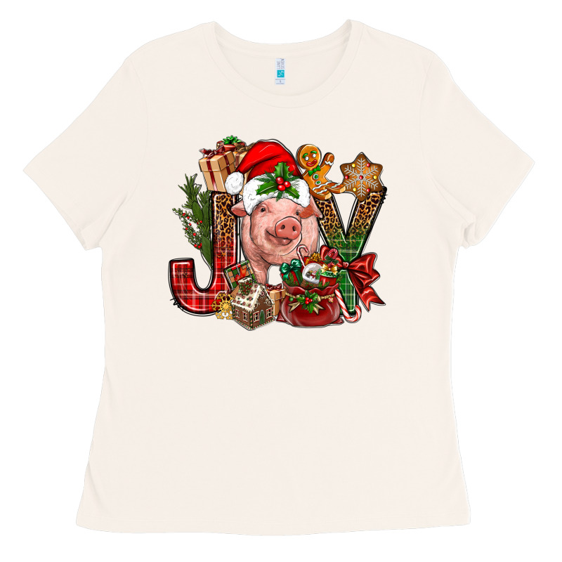 Joy Christmas With Pig Bbs Ladies Tee by BundleAndBundleShop | Teevron