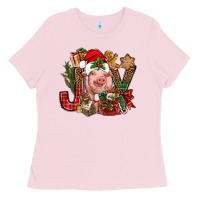 Bubblegum Pink joy christmas with pig bbs Ladies Tee - BundleAndBundleShop