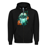 Black Winter Bobba Cup Zipper Hoodie - FaDigitalArtStudio