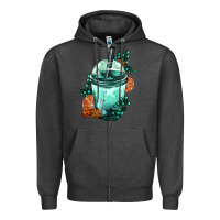 Charcoal Heather Winter Bobba Cup Zipper Hoodie - FaDigitalArtStudio