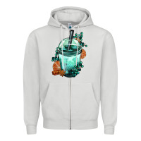 Dove Grey Winter Bobba Cup Zipper Hoodie - FaDigitalArtStudio