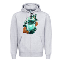 Heather Grey Winter Bobba Cup Zipper Hoodie - FaDigitalArtStudio