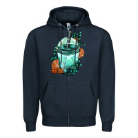 Navy Winter Bobba Cup Zipper Hoodie - FaDigitalArtStudio