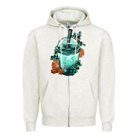 Oatmeal Heather Winter Bobba Cup Zipper Hoodie - FaDigitalArtStudio