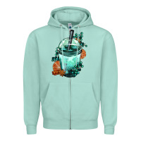 Seafoam Winter Bobba Cup Zipper Hoodie - FaDigitalArtStudio