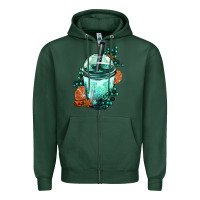 Sports Green Winter Bobba Cup Zipper Hoodie - FaDigitalArtStudio