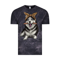 Cloud Black alaskan husky with bandeau Vintage Tee - texasbilliewilder