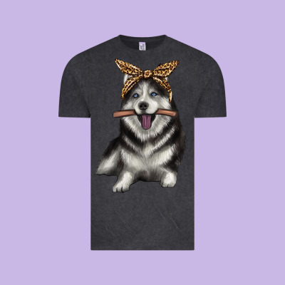 Alaskan Husky With Bandeau Vintage Tee Designed By Texasbilliewilder