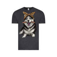 Vintage Black alaskan husky with bandeau Vintage Tee - texasbilliewilder