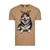 Vintage Coffee alaskan husky with bandeau Vintage Tee - texasbilliewilder