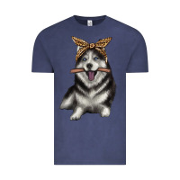 Vintage Denim alaskan husky with bandeau Vintage Tee - texasbilliewilder