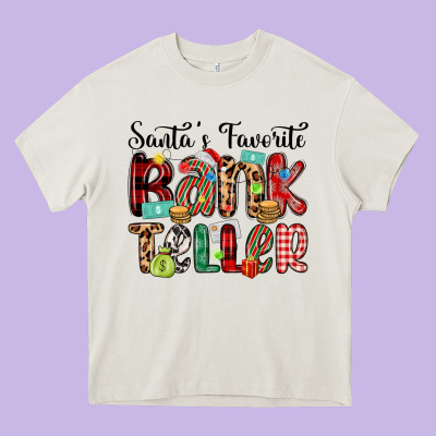 Santa S Favorite Bank Teller Heavy Core Tee Designed By Maliassmallbusiness