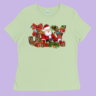 Joy Christmas With Santa Bbs Ladies Tee Designed By Bundleandbundleshop
