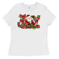 White joy christmas with santa bbs Ladies Tee - BundleAndBundleShop
