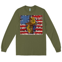 Army Green jesus christ with american flag Long Sleeve Tee - TumblerDesignByShophia