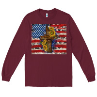 Burgundy jesus christ with american flag Long Sleeve Tee - TumblerDesignByShophia